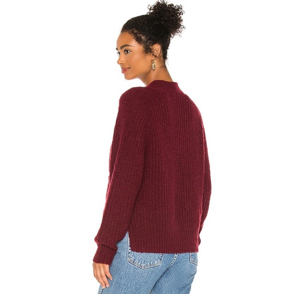 ALC A.L.C Cleveland Burgundy red knit button up v-neck cardigan sweater pockets - Picture 7 of 16